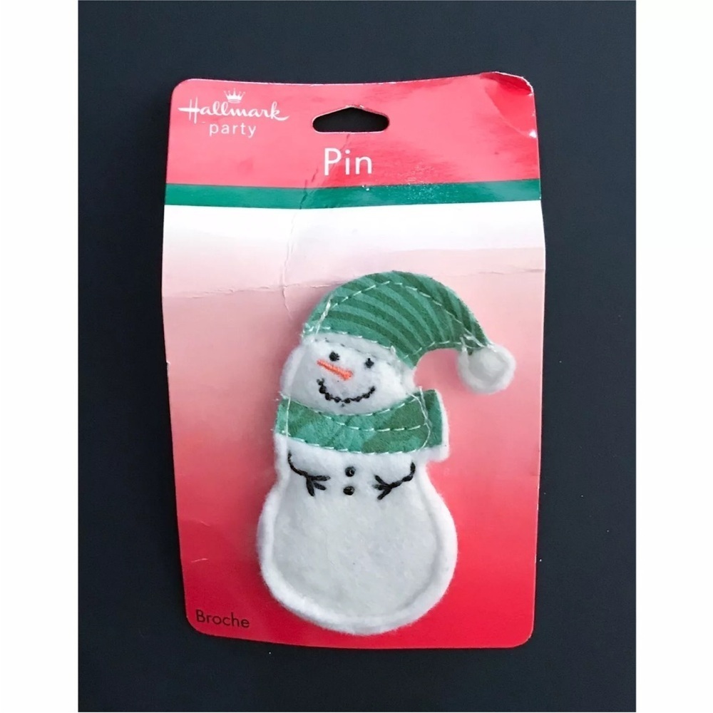 Hallmark Happy Snowman Felt Pin Brooch Christmas Kitsch Whimsical Winter Fun - Picture 2 of 3